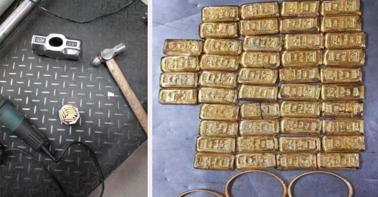 শাহজালালে হাতুড়ির ভেতর মিললো ৫ কেজি স্বর্ণ